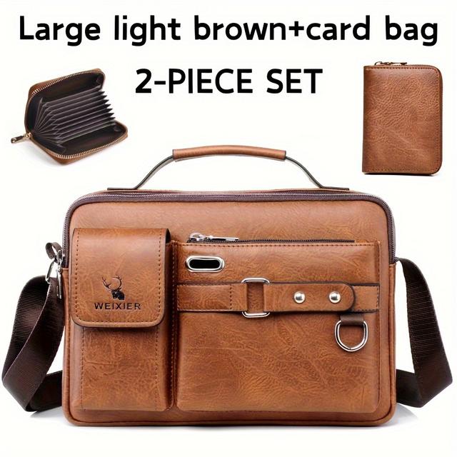 TEMU ビンテージバッグ 調節可能なショルラップ&ポリエステル裏地付き - ブラック ス クロスボディバッグ 仕事・アウトドア・旅行用 男性女性兼用 耐久性ギフト