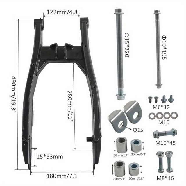TEMU 490mm Rear Swing Arm For 12" 14" Wheel 110 125cc 150 15mm Pit Dirt Bike