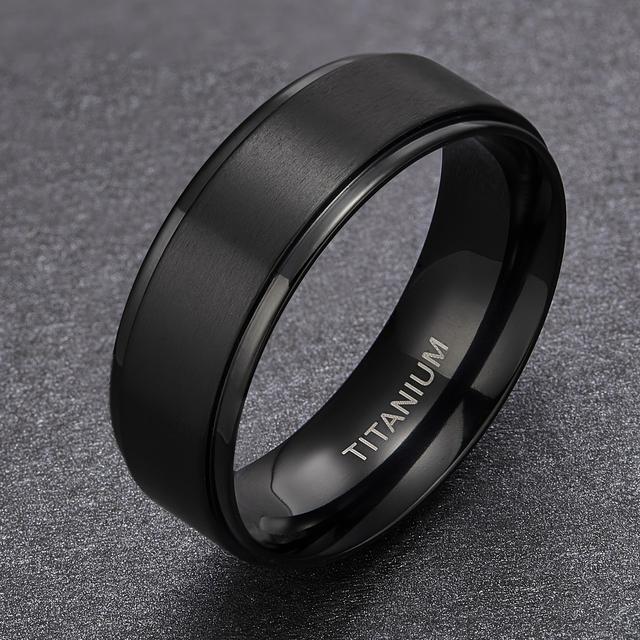 TEMU Unisex Fashionable Ring, 8mm Black, Wear-resistant And Scratch-resistant Single Piece, Suitable For Friendship, Birthday, Wedding, Graduation, Christmas