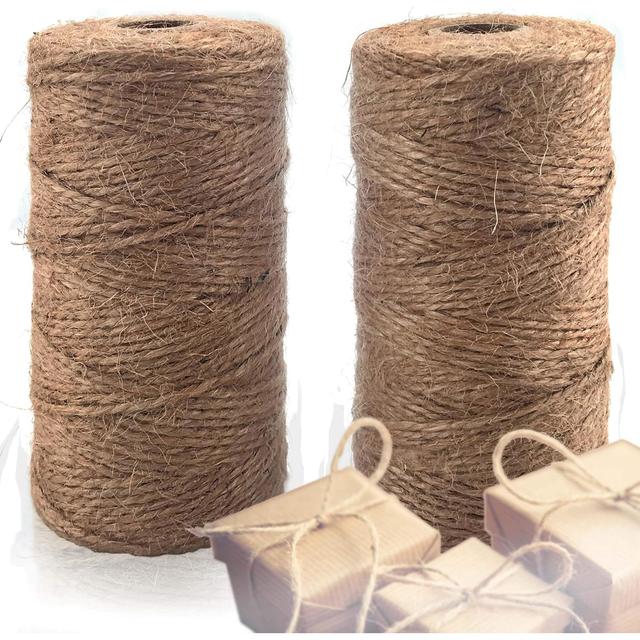TEMU Jute String - Hemp String For Crafting, Jute | Sturdy, Long-lasting, Supplies, Gift Wrapping, Home Decoration, Gardening | Set Of 2, 656 Feet In Length, 2mm In Thickness