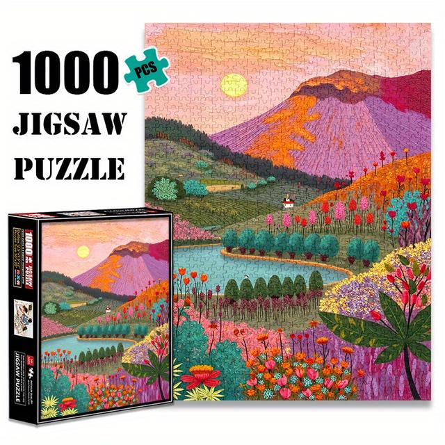 TEMU بازل "Valley" مكون من 1000 قطعة، لعبة بازل كبيرة للبالغين، مثالية للتفاعل العائلي، والديكور، وتمارين ذكية ومثيرة للاهتمام كهدايا للعطلات