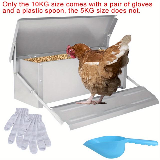 TEMU Mangeoire auto-distributive pour poulets, 5Kg/10Kg d'aliments, 'alimentation pour volaille avec pédale d'ouverture automatique et couvercle étanche, abreuvoir conçu pour les poulets