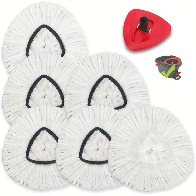 TEMU 6pcs Compatible For Oceda Easywring 1 Spin Mop Replacement Heads With Base - Reusable Microfiber Mop Refills, Floor, 360° Rotating System For Hardwood Floors,, Bathroom & (6 Refills + Base)