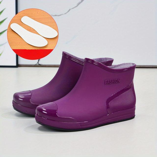 TEMU Stylish Women's Rain Shoes, Short Tube Outerwear Water Shoes, Warm And Non-slip Rain Boots, Boots, Rubber Shoes, Shoe Covers