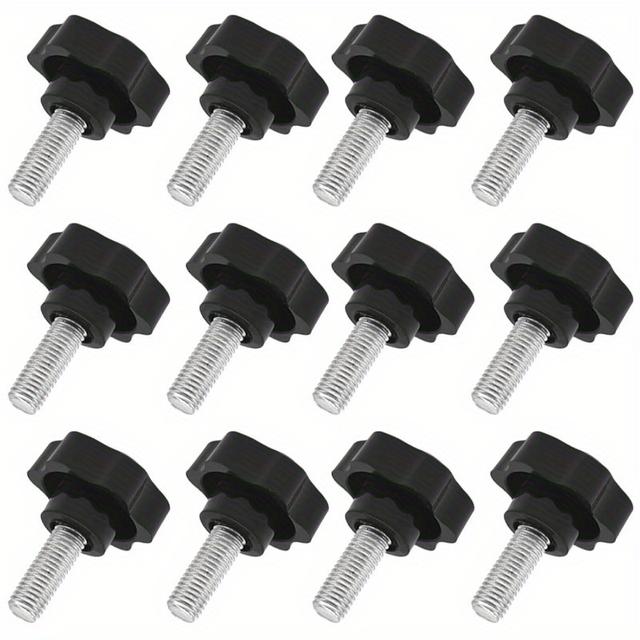 TEMU 12- Knob Nuts With Wing Screw Handles, M6 & M8, 40mm Male Thread, Carbon Steel & Plastic, Drawer And Wardrobe Hardware