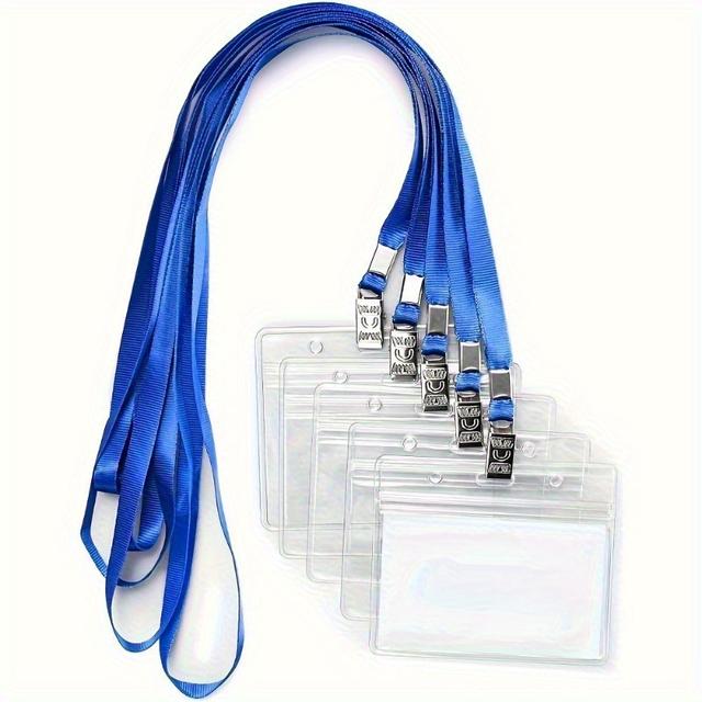 TEMU Juego De 10 Piezas, Portaetiquetas De Pvc Transparent Impermeable Cordones Azules - Set Portaetiquetas Horizontals Of Oficina, Escuela