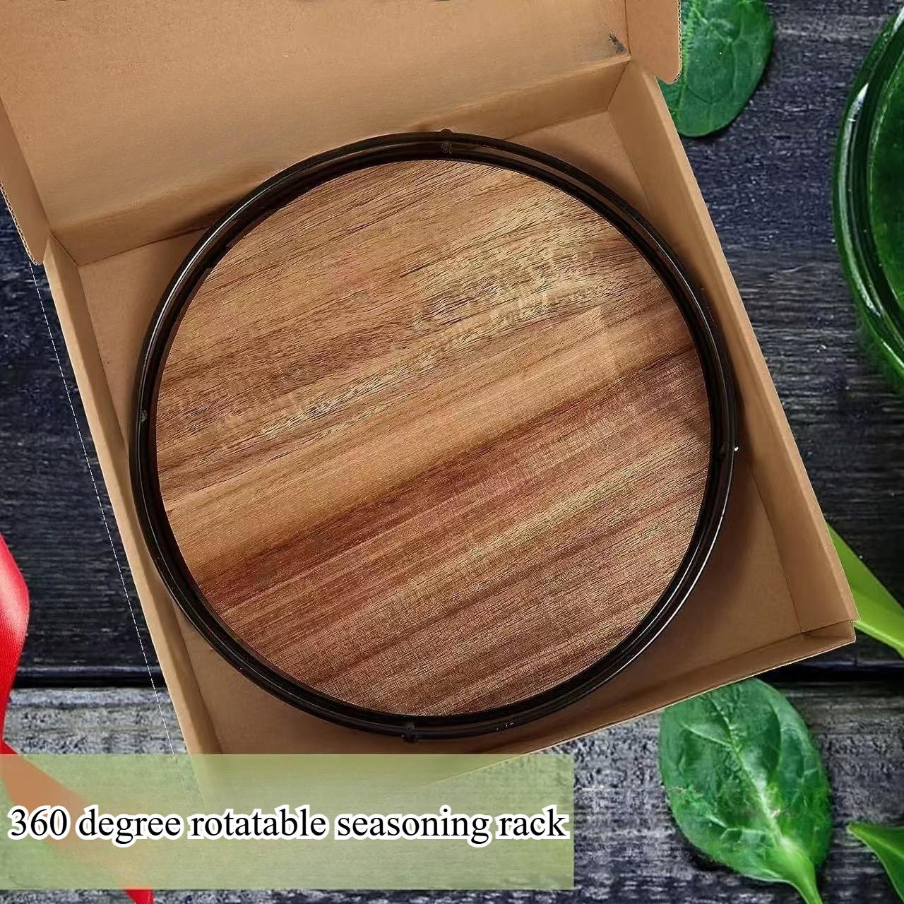 TEMU Organisateur de cuisine rotatif en bois | Étagère de rangement polyvalente pour comptoir, pour les épices et les de cuisine