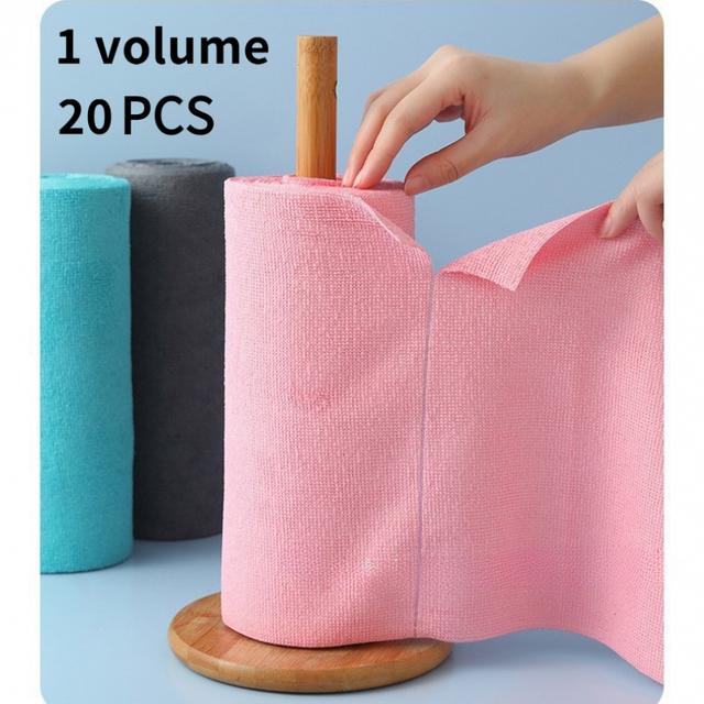 TEMU 1 لفة/20 منديل تنظيف قابل لإعادة الاستخدام، لفة مناديل ورقية للمطبخ، بديل متعدد الاستخدامات لمناديل الأطباق لتنظيف غرفة المعيشة والمطبخ، أقمشة منزلية متعددة الأسطح، متينة وقابلة للغسيل في الغسالة