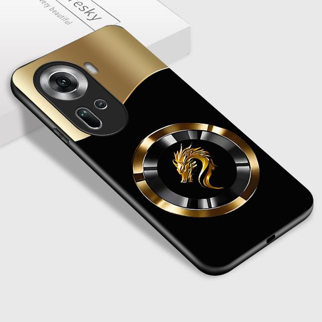 TEMU Funda para Teléfono: Funda para OPPO Reno11 Reno 11, Diseño de Dorado, Estética Premium en y Dorado, Cubierta Trasera de Vidrio