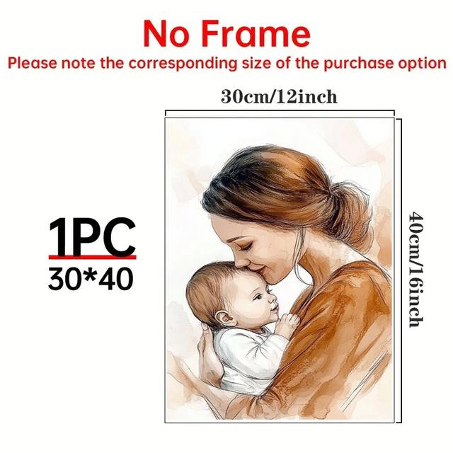 TEMU 1pc Soft Watercolor Style Canvas Art Print, Frameless Wall Decor For Living Room, Bedroom, Office - Emotional Family Poster