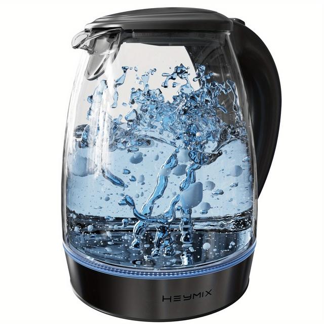TEMU Boiling Water Kettle 1.8l Electric Kettle For , Glass Kettle, Stainless Steel & Glass, 2200w Hot Water Boiler With Blue Led, Water Boiler & Heater With Auto Shut-off, Easy Clean