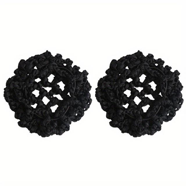 TEMU Set Of 2 Three-color Ballet Bun Covers - Transparent Knitted Hair Net With Stretchy Borders For Dancers, Figure , And Hairstylists