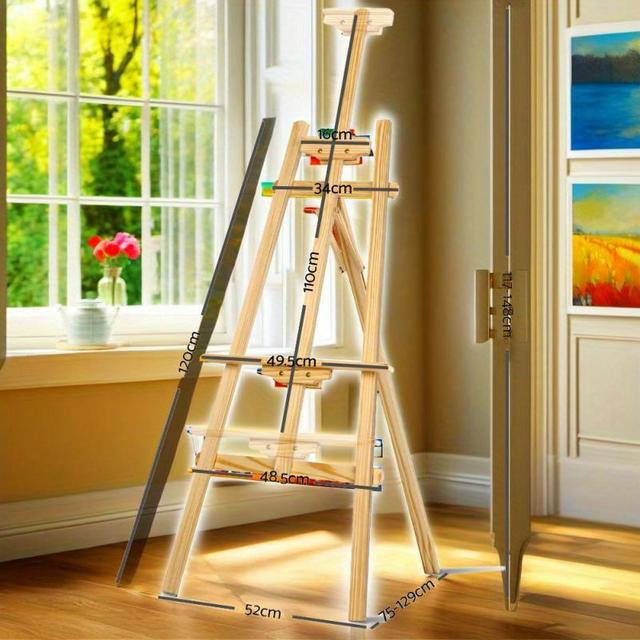 TEMU Lightweight A- Frame Folding Floor Easel - Solid Art Easel With Adjustable Canvas Stand - Artists And Beginners - 147cm Height