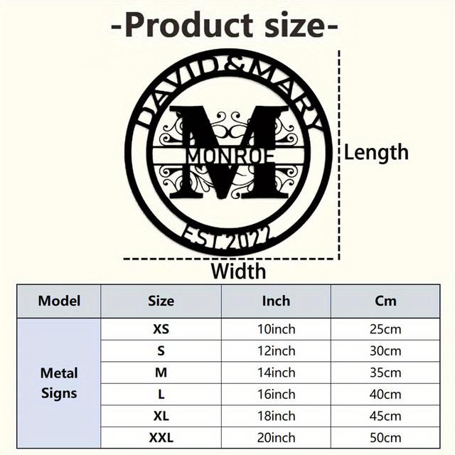 TEMU Custom Metal Family Name Sign - Personalized Split Monogram Wall Decor, For Home & Wedding Gift, No Power Needed, Beach Scene With U.s. Guard Illustration, Family Name Wall Decor