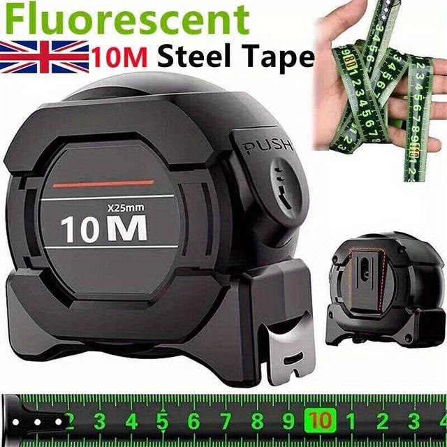 TEMU Uk Fluorescent Steel Tape Measure Precision Measuring Tape 10m X 25mm