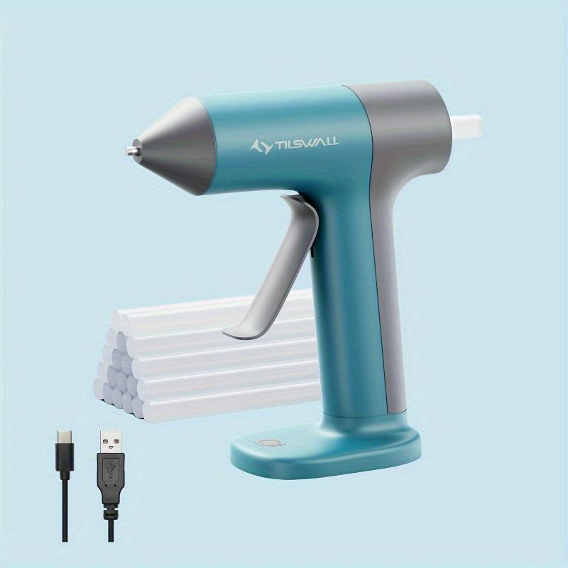 TEMU 4v Glue Gun, Hot Glue Gun Cordless, 30s , Auto Shutoff & Anti-drip, 2000mah Type-c, 20 Glue Sticks For Crafts, Diy & Home Repairs.blue.halloween Gift.