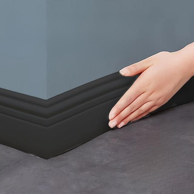 TEMU ขอบผนังติดกาวในตัว ขนาด 9.8x200.0 ซม. พื้นผิวด้าน ติดง่ายและถอดออกได้ ขอบผนังยืดหยุ่นสำหรับตกแต่งบ้าน พื้นผิวไม้ สไตล์หรูหรา ใช้ครั้งเดียว