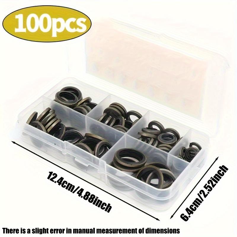 TEMU 100pcs/ Pan Drain Pad Gasket Kit Drain Plug Washer Rubber Oil Plug Pad Gasket Replaceable Washer Sealing Kit M6 M8 M10 M12 M14 M16