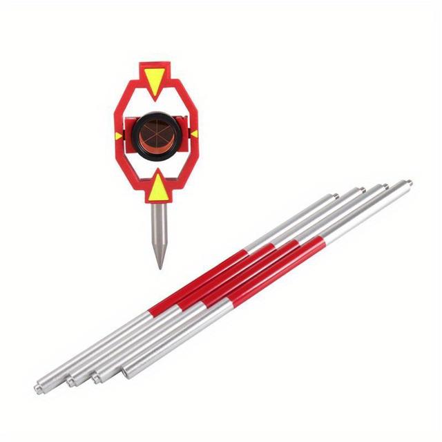 TEMU Extendable Mini Prism System With 4 Poles For Total Station - Precision Land Surveying Tool, 17.5mm, Metal Construction, Ideal For Tunnel Inspection And Field Measurement