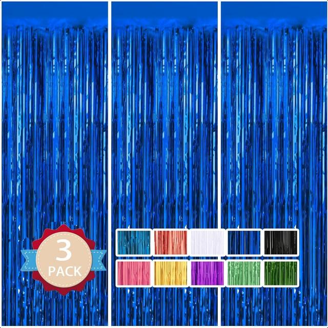 TEMU 3 шт. Фон з металевої фольги з китицями 3.3 фута x 9.9 фута, декор для жіночих вечірок, фон для дня з китицями, декор на Хелловін, різдвяні прикраси