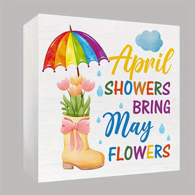 TEMU Spring Table Decor, Housewarming Gift, Rustic Pvc Block Plaque Sign Farmhouse Decorations For Home Farmhouse Kitchen Bathroom Cubicle Shelf Table Tiered Tray Decoration, 3.94x 3.94 Inch