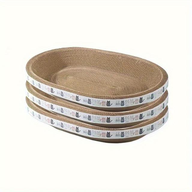 TEMU 楕円形猫用スボード、耐久性のある段ボール製ペット用爪床、室内猫と子猫に最適、快適な休憩用シート