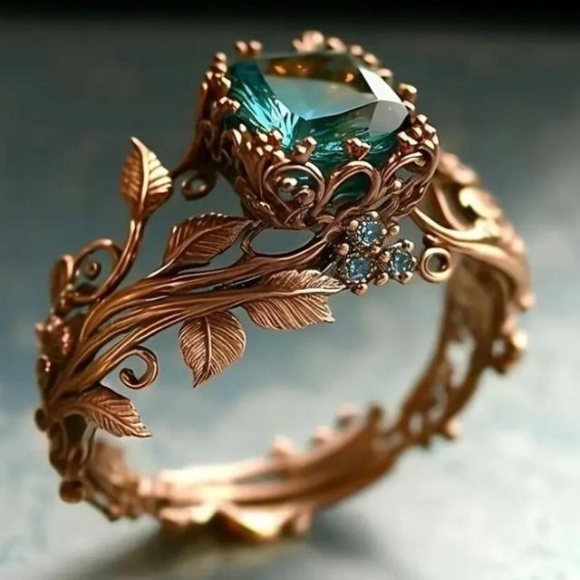 TEMU Hollow Inlaid Green Anniversary Ring For Women High Quality Perfect For Banquet Party Vacation Anniversary Gift Daily Wear