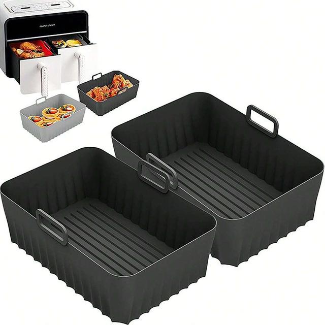 TEMU 1pc/2pcs/3pcs Reusable Silicone Air Fryer Pot, Air Fryer Cooking Mat, Air Fryer Accessories, Kitchen Supplies Replacement Baking Paper Liners For Air Fryer
