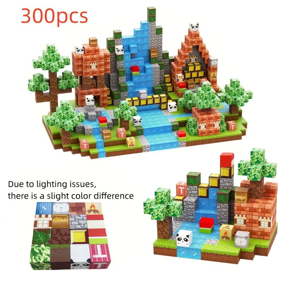 TEMU 150/300 Stk./Set Magnetische Spielzeugsets, Kreative Baustein Stapelspielzeuge, Bauspielzeug für Jungen und Mädchen, Bausteinwelt, Weihnachtsgeschenke, Ostergeschenke und Schulbedarf