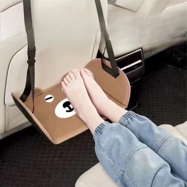 TEMU Adjustable Cartoon Bear Car Seat Footrest, Portable Backseat Leg Support Pad, Comfortable Leather Rest For Most Vehicles, Ideal Holiday Gift, Car Accessories
