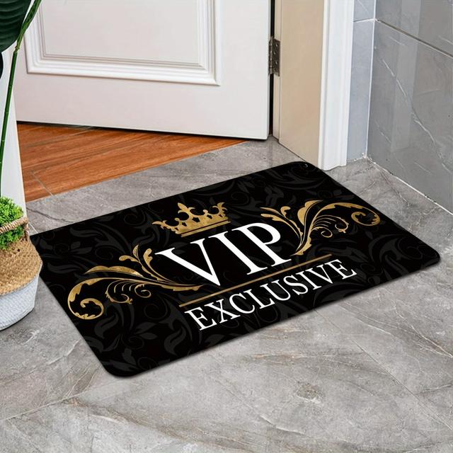 TEMU 1 قطعة سجادة فاخرة من الفانيلا باللون الأسود والتاج - ومضادة للانزلاق، مناسبة للمطبخ الريفي، غرفة الغسيل، الممر - سجادة سميكة قابلة للغسل مع تصميم أنيق باللون الأسود، للمدخل