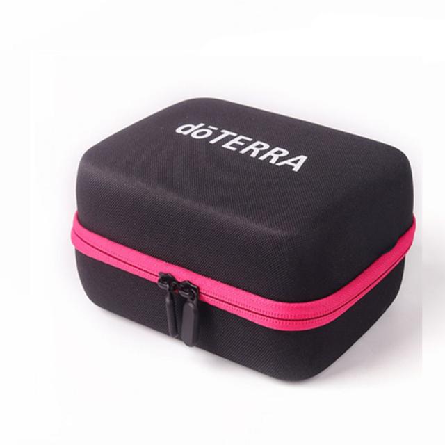 TEMU 1pc Terra Cotta Essential Oil Travel Case - Multi-functional Eva Storage Bag With Sub-bottling Organizer, Black With Purple & Pink Accents, For Spa Oils, Glass Bottles, And Accessories