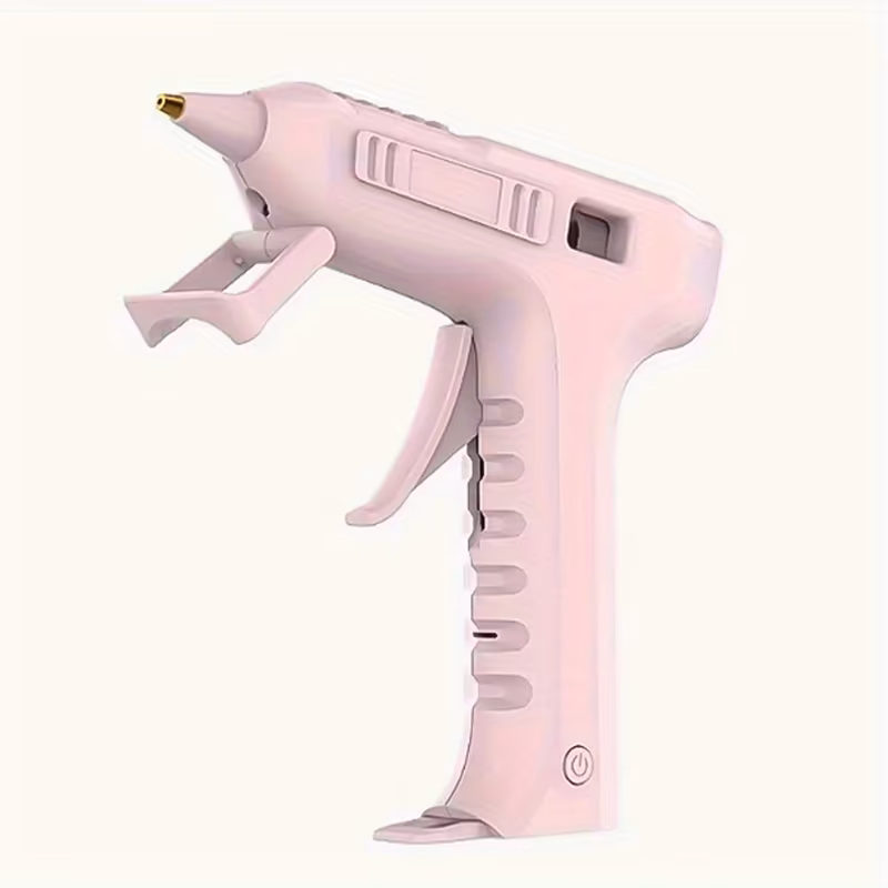 TEMU Compact Pink And White Cordless Hot Glue Gun, Up Quickly, Versatile For Bonding Small Items, Crafting, And Repairing Toys