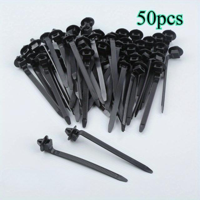 TEMU 20pcs/50pcs Car Cable Fixing Clamp, General Fixed Buckle Buckle Zipper Belt Push Hanging Line Car Motorcycle Household Accessorie