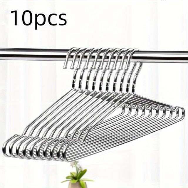 TEMU 10pcs 폴리시드 스테인레스 스틸 행거 - 홈 및 의류 매장용 미끄럼 방지, 두꺼운 및 튼튼한 옷걸이