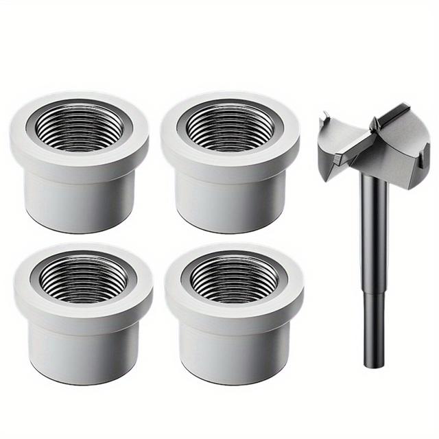 TEMU 1set 26.5mm Boring Drill Bit With 4pcs Thread Fittings For 1/2inch Ppr Water Pipes Repair Power Tools Replacement Spare Parts