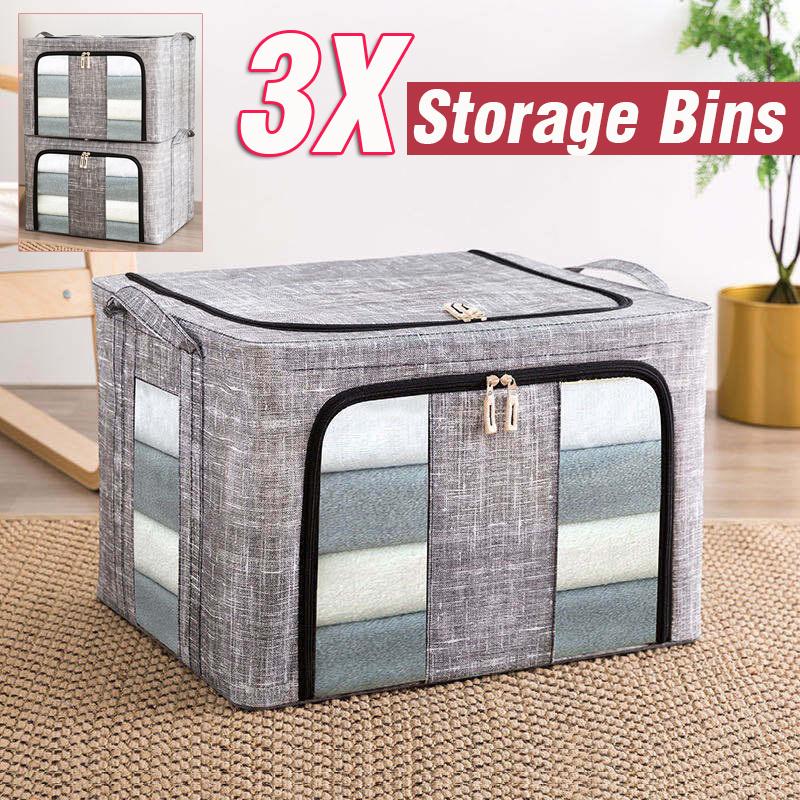 TEMU 3pcs 66 Large Storage Bags Clothes Organization, Under-bed Storage