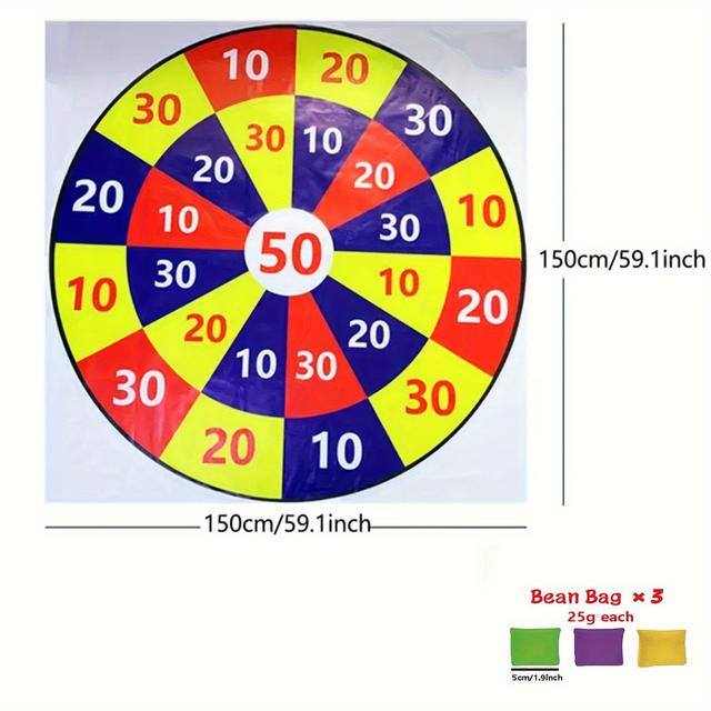 TEMU 1.5m/1m Throwing Game Set With 3 Sandbags - Colorful Party Game For Sports, Camping, Picnics & More - No Electricity Needed, Outdoor Gear|vibrant |durable Vinyl Material, Outdoor Games