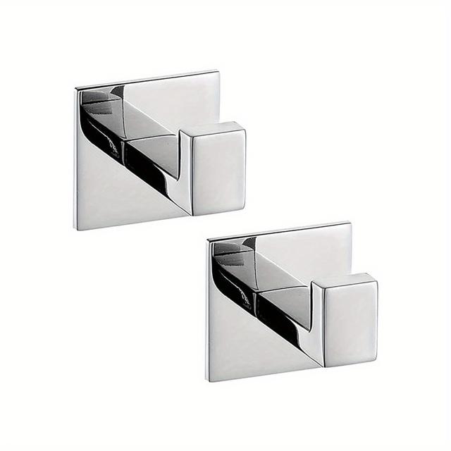 TEMU Celbon 2pcs Sus304 Stainless Steel Self Adhesive Towel Hook Hanger Chrome Hook Robe Hook Hanger Without Drilling U2026(self Adhesive, 2pcs)