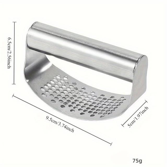TEMU Garlic Crusher, Stainless Steel Garlic Press With 6 Horizontal Holes, Easy To Clean And Store, Spice Grinding Tool, Kitchen Utensil