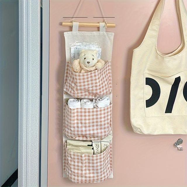 TEMU Multi-pocket Hanging Beige Bedroom Storage | Wall-mounted, Space-saving Design For Books And Toys, Small Spaces Neat And