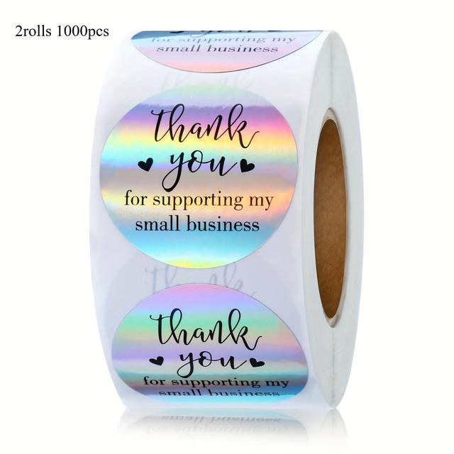 TEMU 500/ 1000pcs Rainbow Holographic 'thank You For Your Purchase' Stickers - Self-adhesive Seal Labels For Birthdays, Weddings, Parties & Holidays