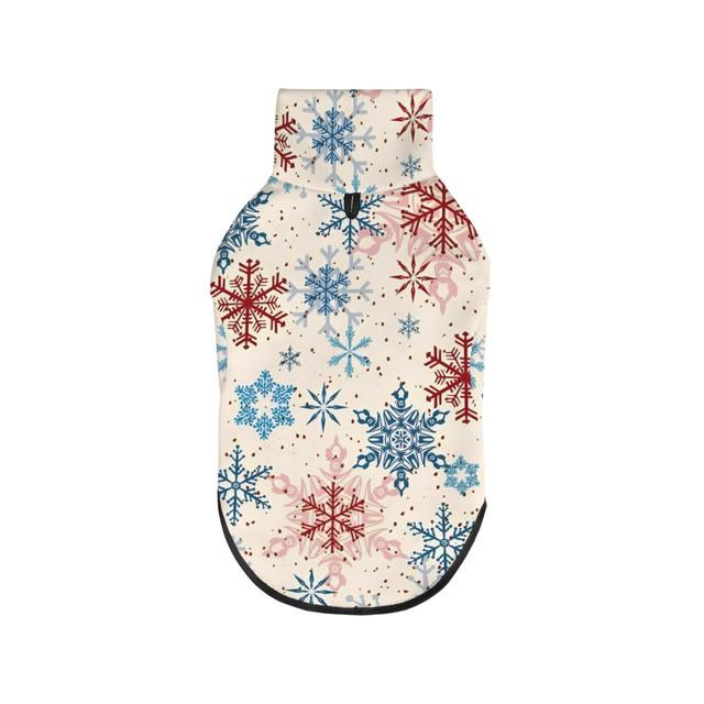 TEMU Christmas Snowflake Pattern Printed Dog Sweatshirt - Polyester Pet Coat For Medium Breeds, Thick And Warm, In Autumn/winter