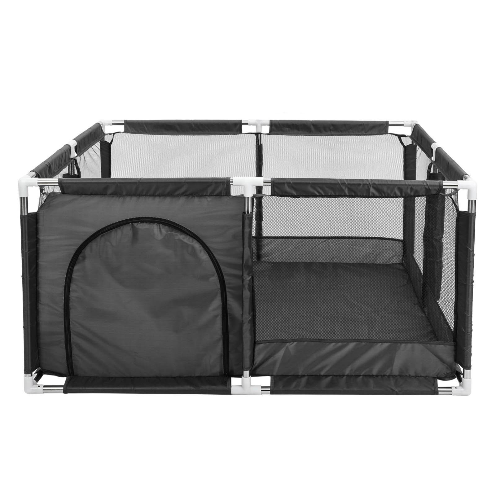 TEMU 1 Round Zipper Door Playpen By House & | Grey Polypropylene Playpen, Hand Wash Or Professional , Non-textile Materials