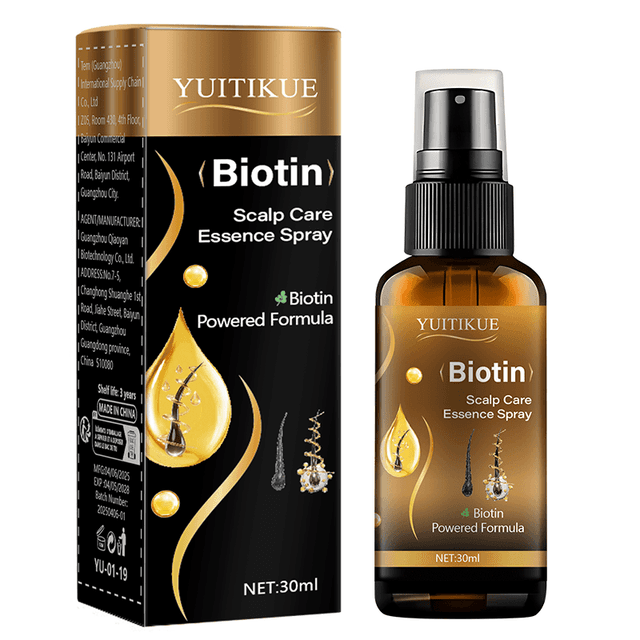 TEMU 30ml Biotin Scalp Mist With Ginger & Oil - Nourishing For Dry & Damaged Scalp, Unisex-adult, Liquid Form, 30m
