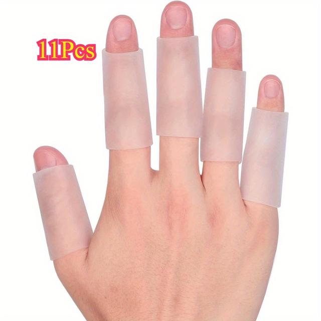 TEMU 11개 미끄럼 방지 실리콘 손가락 커버 - 타입, 게임, 스포츠 및 일상 사용을 위한 내구성 및 편안한 손 보호, 소프트 핑크, 투명, 브라운