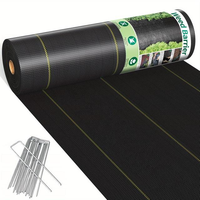 TEMU Tissu de Sol Tissé - Barrière - en Polypropylène Noir, aux UV et -, Paillis de Jardin pour des , Stabilisation , Allées, , Serre, Pelouse & Aménagement Paysager (Facile à Couper sur Mesure)