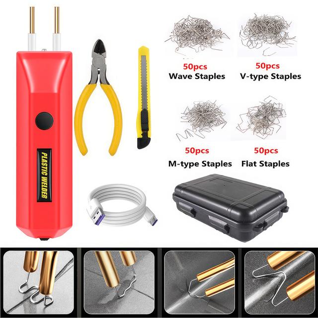 TEMU 100w Portable Cordless Plastic Welding Gun Kit, Upgraded Lithium Battery Plastic Welder Set With 200pcs , Usb Rechargeable Car Bumper Repair Set