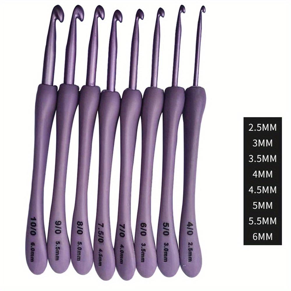 TEMU 8pcs Plastic Handle Aluminum Crochet Hooks Set Ergonomics Weave Knitting Needles Hooks For Sewing Crafts Stitching 2.5-6.0mm
