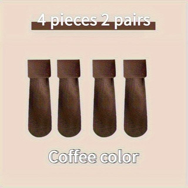 TEMU 2 páry dámských zimních ponožek s fleecovou podšívkou - Tlusté teplé ponožky do půl lýtek se svislými pruhy, Plus velikost, Pohodlné ponožky pro vnitřní/venkovní nošení v chladném počasí (2 páry)